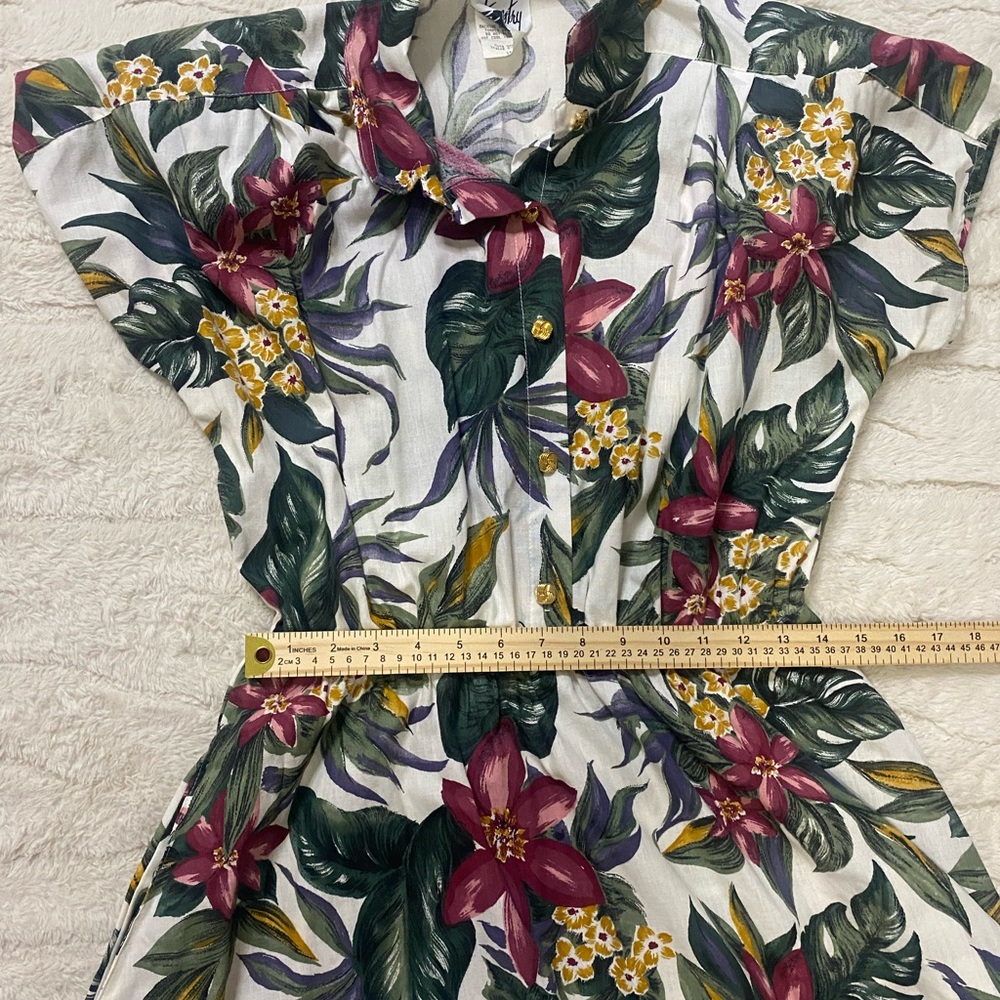 Vintage Tapestry Tropical Floral Dress – Size 14 – Made in USA - Picture 6 of 8